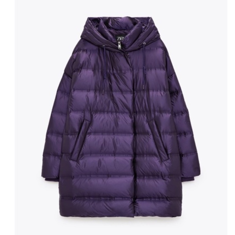 NWT Zara Purple Down Puffer Coat